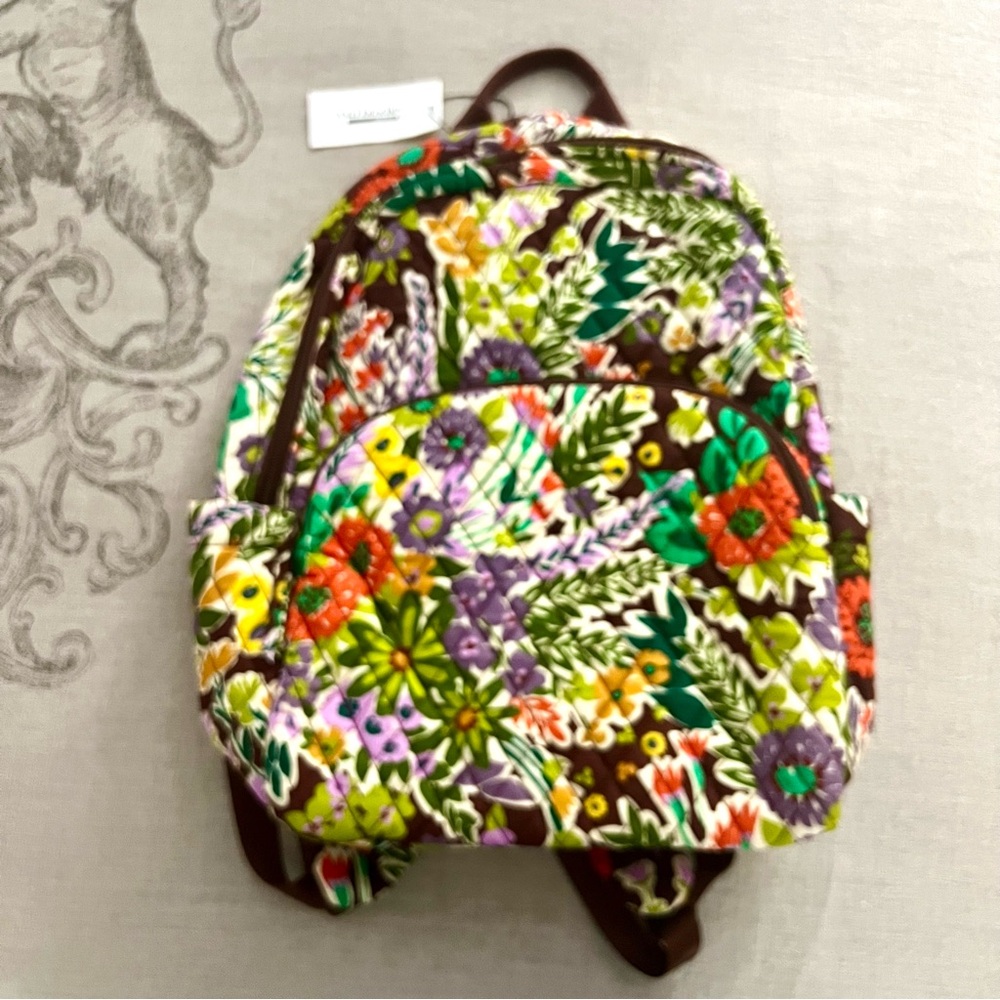 NWT VERA BRADLEY ESSENTIAL BACKPACK EVENING GARDEN in COTTON - Picture 5 of 9